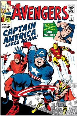 Avengers #4 (March 1964). Cover art by Jack Kirby and George Roussos.