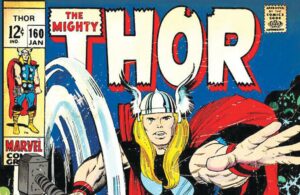 The Mighty Thor comic cover. Picture of Thor as he twirls his enchanted hammer.