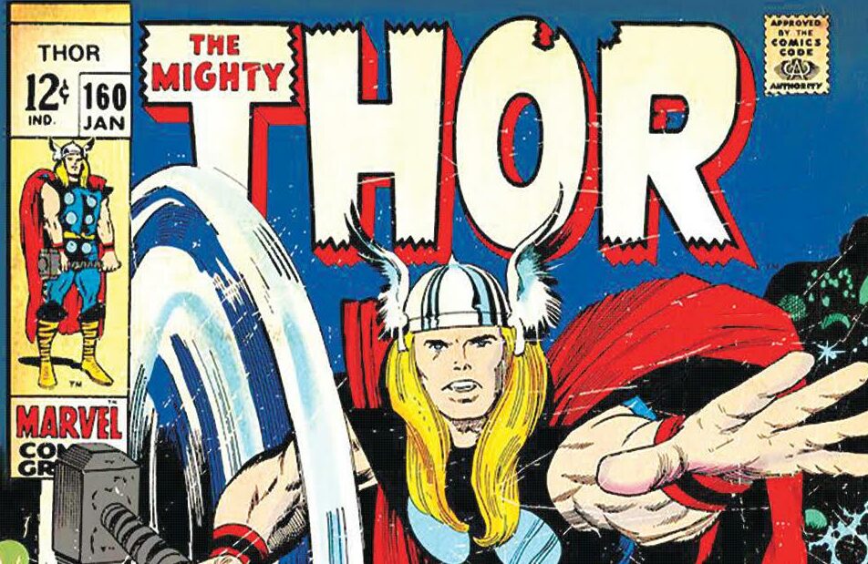 The Mighty Thor comic cover. Picture of Thor as he twirls his enchanted hammer.