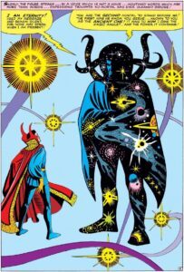 Cosmic entity Eternity talks with Dr. Strange