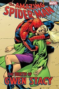 Marvel Comics page: Death of Gwen Stacy, Spider-Man holds the body of Gwen Stacy