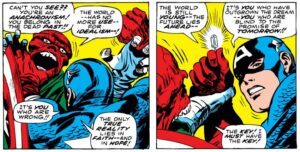 Captain America tells Red Skull that he fights for American ideals