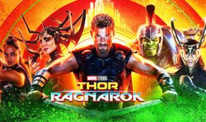 Thor: Ragnarok - MCU characters (from left): Valkyrie, Hela, Thor, the Hulk, Loki