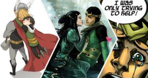 Marvel comics montage of Kid Loki- Loki cries, "I was only trying to help!"