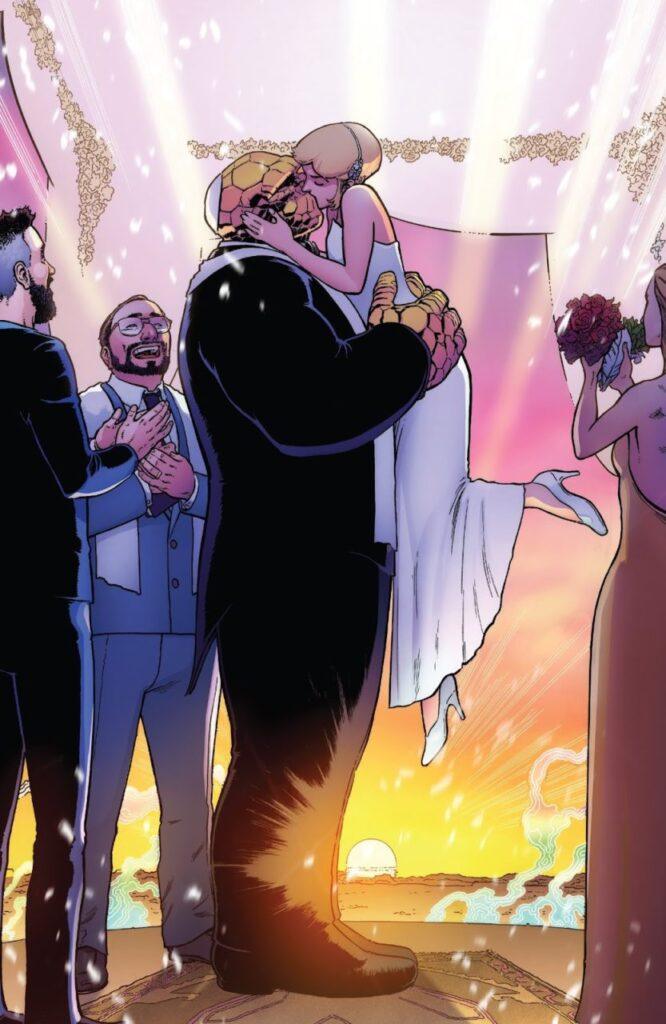 Fantastic Four #5 (November 2018) Ben and Alicia kiss at their wedding. 