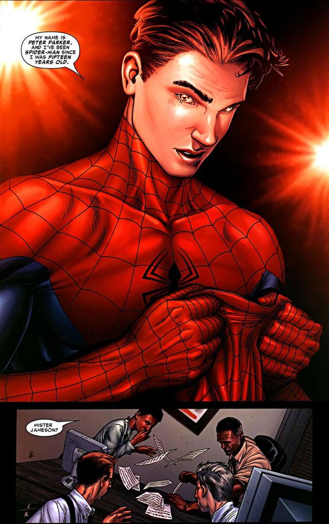 Peter Parker holding his Spider-Man mask after publicly revealing his secret identity