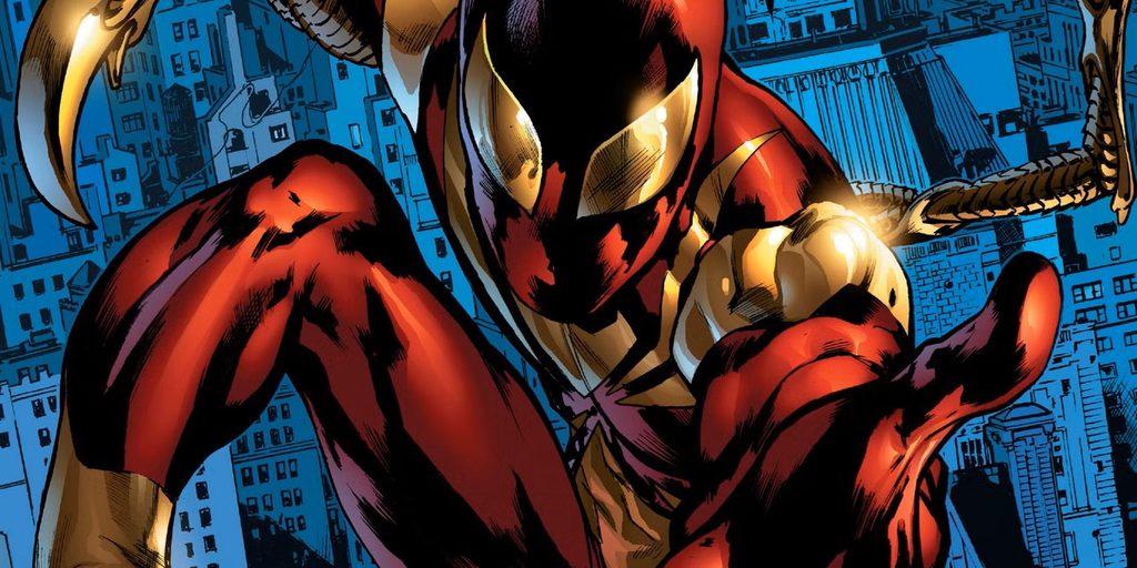 Spider-Man wearing the Iron Spider armor designed by Tony Stark